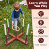 Ring toss game for kids and adults featuring a painted solid wood frame and 6 durable rope rings for outdoor fun.