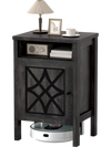 Gray robot vacuum storage cabinet with smooth metal hinges and spacious top, perfect for living room or bedroom use.