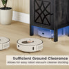 Robot vacuum storage cabinet in gray with ample hidden space, anti-tipping device, and convenient handle for easy.