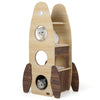 Rocket Cat Tree with multi-level design, natural wood finish, and cozy condos for indoor cats to explore and relax.