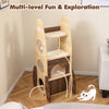 Rocket Cat Tree with multi-level design, natural wood finish, and private hideaway for indoor cats to explore and play.
