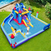 Rocket Theme Inflatable Water Slide Park with slides, splash pool, and various play areas for kids' summer fun.