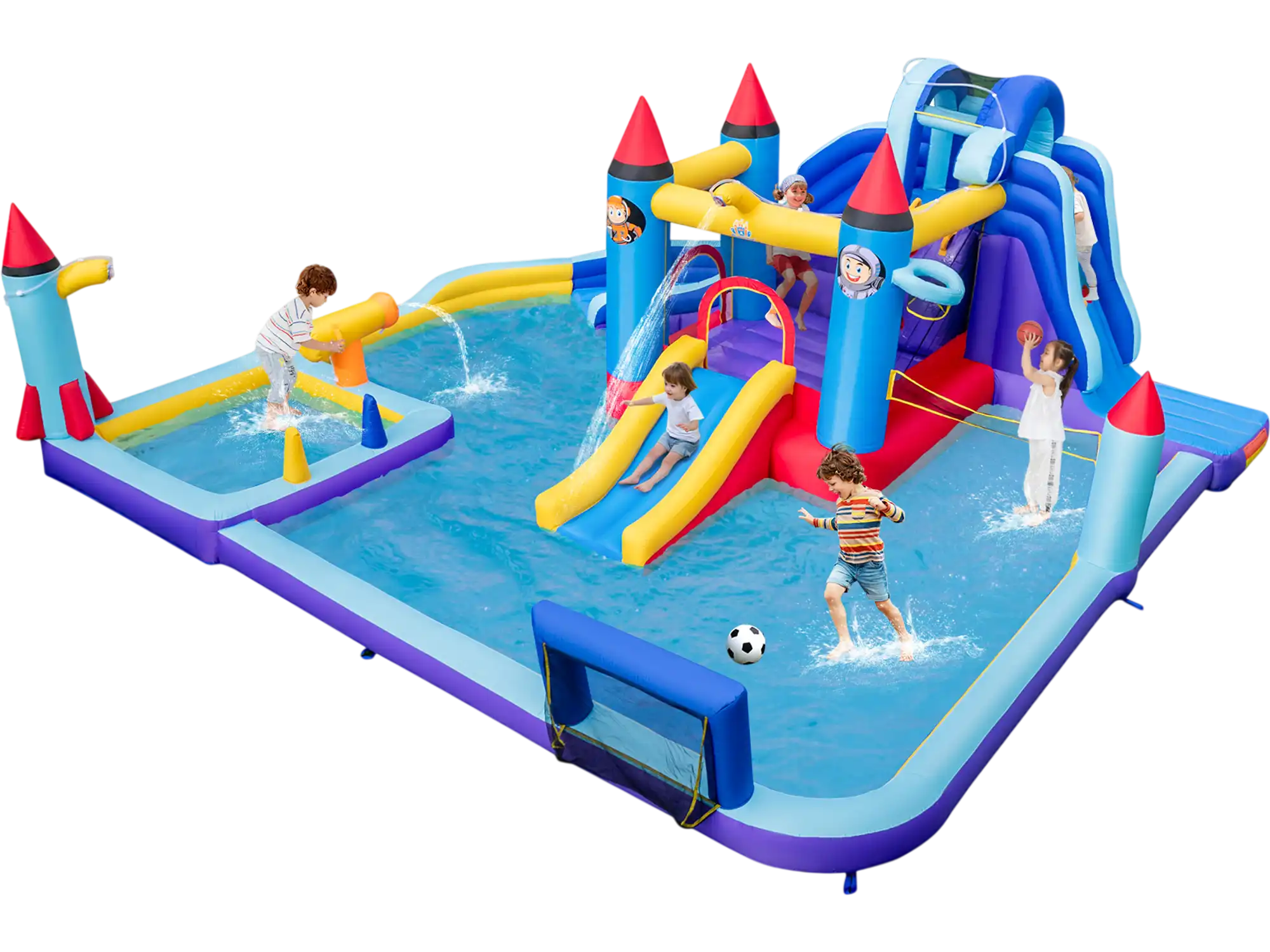 Costway Rocket Theme Inflatable Water Slide Park 58971342 New