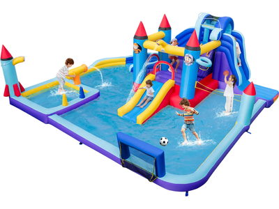 Costway Rocket Theme Inflatable Water Slide Park 58971342 New
