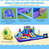 Rocket theme inflatable water slide park with 950W blower, featuring slides, splash pool, and safety mesh walls for fun.
