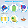 Rocket theme inflatable water slide park with 950W blower, featuring durable oxford cloth and various play areas for.