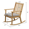 Natural rubber wood rocking chair with padded seat and ergonomic backrest, perfect for relaxing and reading.