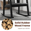 Rocking chair with slatted back and curved armrests, made of solid rubber wood, supports up to 400 lbs for comfortable.