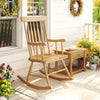 Rocking Chair with Solid Wooden Frame for Garden and Patio-Natural - Gallery View 1 of 7