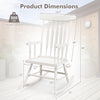 Rocking chair dimensions with solid rubber wood frame, designed for comfort and durability, ideal for garden and patio.