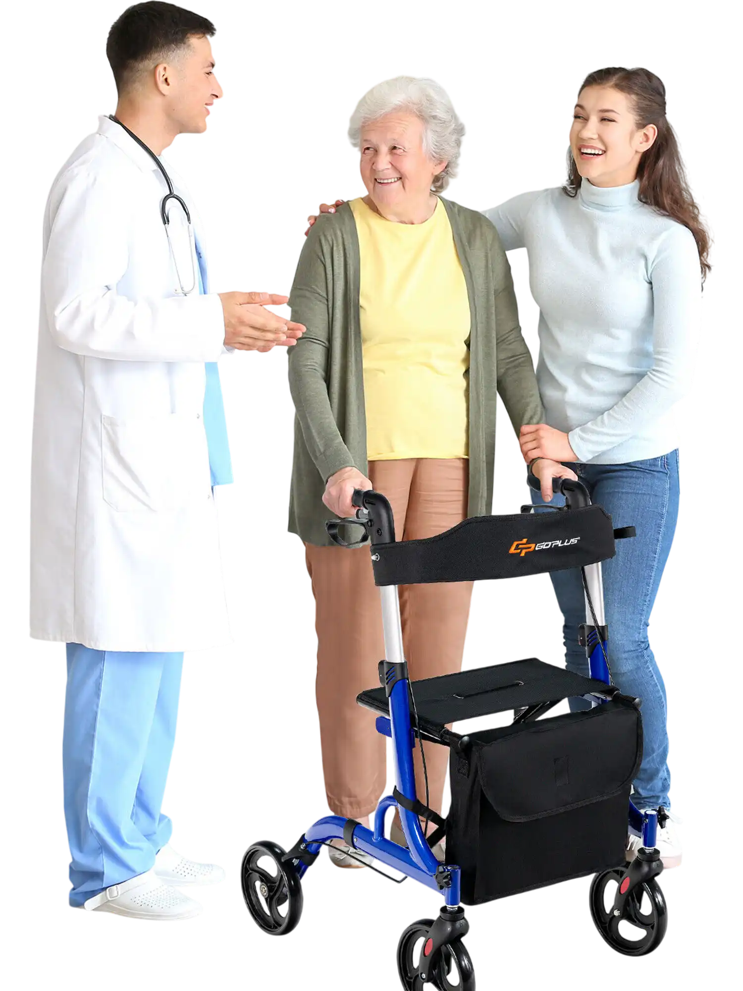 Costway Folding Aluminum Rollator Walker w/ 8