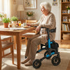 Rollator Walker for Seniors Folding Rolling Walker with Seat-Blue - Gallery View 1 of 10