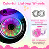 Colorful light-up wheels of adjustable roller skates for teens, featuring premium ABEC-7 bearings and 82A PU material.