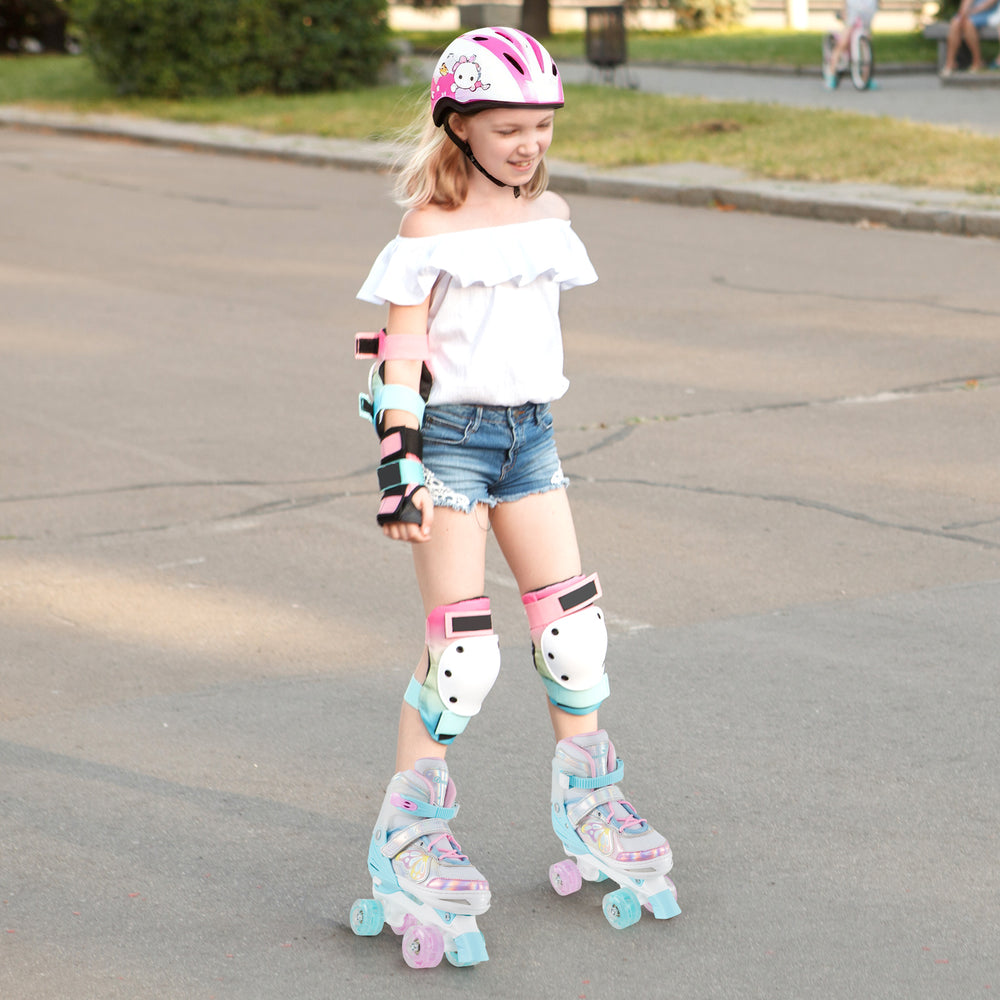 Roller Skates for Teens 4 Sizes Adjustable with Light-up Wheels for Boys Girls Ages 13+-Blue - Gallery View 1 of 10