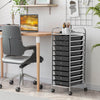 10 Drawer Rolling Storage Cart Organizer with 4 Universal Casters-Black - Gallery View 1 of 12