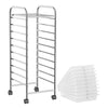 10-drawer rolling storage cart with chrome-plated steel frame and 4 casters, ideal for organizing supplies in any space.