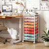 Rolling Cart with 8 Drawers and Wooden Tabletop with Lockable Wheels for Home Office-Macaron + Natural - Gallery View 1 of 9
