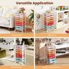 Rolling cart with 8 drawers features foldable side panels, ideal for versatile storage in home, office, or craft spaces.