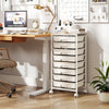 Rolling Cart with 8 Drawers and Wooden Tabletop with Lockable Wheels for Home Office-White + Natural - Gallery View 1 of 9