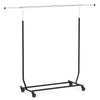 Extendable rolling clothes rack with thickened metal tubes and 4 casters for easy mobility, ideal for laundry or.