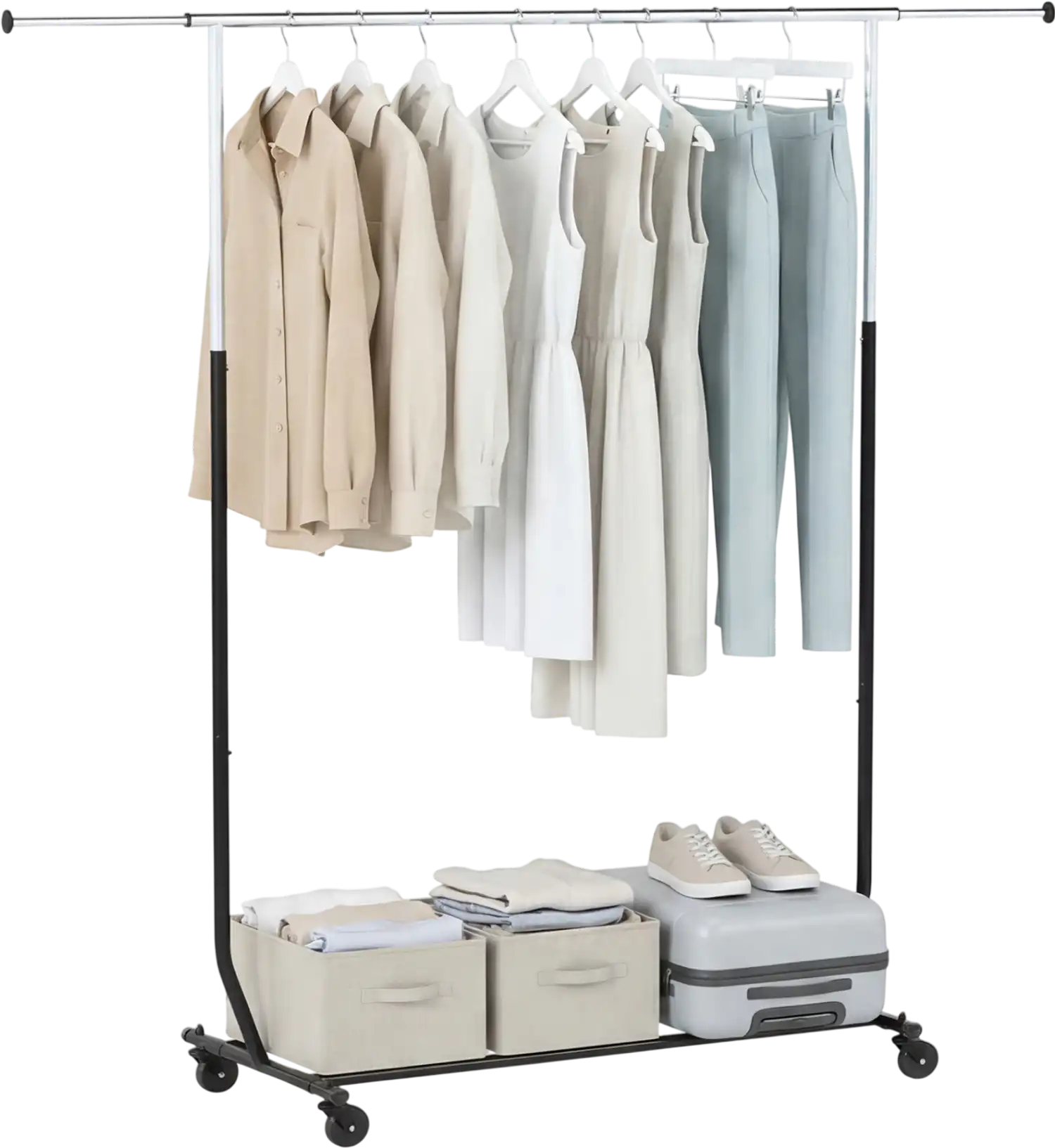 Costway Rolling Clothes Rack Extendable Garment Stand 72422761 New