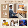 Rolling computer desk in rustic brown with monitor shelf, built-in charging station, and spacious storage for home.