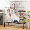 Rolling Double Rods Garment Rack with Height Adjustable Hanging Bars-Silver - Gallery View 1 of 10