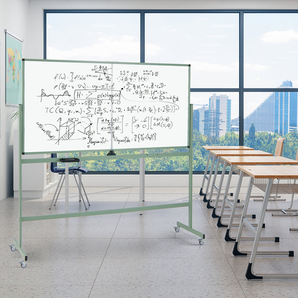 Rolling Double-Sided Magnetic Whiteboard on Wheels with Stand and Aluminum Alloy Frame-Green - Gallery View 1 of 10