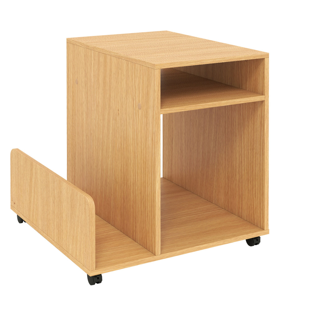 Rolling End Table 3-Tier Mobile Side Table with Side Storage Rack Modern Small Nightstand-Natural - Gallery View 1 of 1