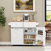 Rolling Kitchen Island with Trash Can Cabinet and Rubber Universal Wheels-White - Gallery View 1 of 10