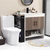 Compact black rolling kitchen storage cart with open shelves and side handle, ideal for organizing various items.