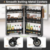 Rolling kitchen slim storage cart in black with open shelves and 4 smooth rolling casters for easy movement and.