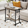 Rolling Laptop Table with Pull-out Keyboard Tray and Hooks-Grey - Gallery View 1 of 11
