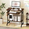 Rolling Laptop Table with Pull-out Keyboard Tray and Hooks-Rustic Brown - Gallery View 1 of 10