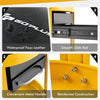 Rolling mechanic stool in yellow with waterproof faux leather, padded seat, and convenient drawers for tool storage.