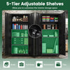 Rolling metal storage cabinet with adjustable shelves, lockable design, and four wheels for easy mobility in any space.