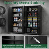 Rolling metal storage cabinet with adjustable shelves, lockable design, and 4 smooth wheels for easy mobility and stability.