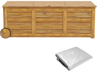 Costway Rolling Patio Wooden Deck Box Outdoor Storage 42786953 New