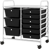 9-drawer rolling storage cart showcasing removable black drawers and sturdy metal frame, perfect for versatile.