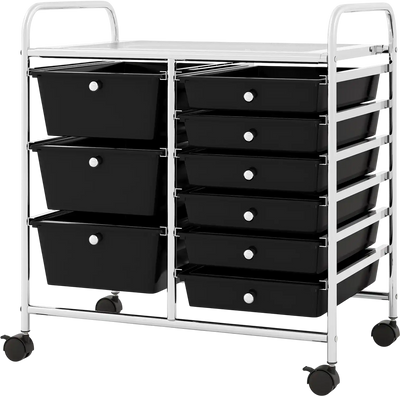 Costway 9-Drawer Rolling Storage Cart Colorful Drawers Metal Frame 321798456 New
