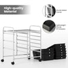 9-drawer rolling storage cart with a sturdy metal frame and colorful PP drawers, ideal for home or office organization.