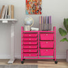 9-Drawer Rolling Storage Cart with Colorful Drawers and Metal Frame-Light Pink - Gallery View 1 of 10