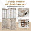 Folding privacy screen made of sturdy paulownia wood with mesh windows, ideal for indoor and outdoor decoration.