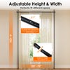 Adjustable black room divider curtain rod with 4-10 ft height and 28-72 in width for versatile space fitting.