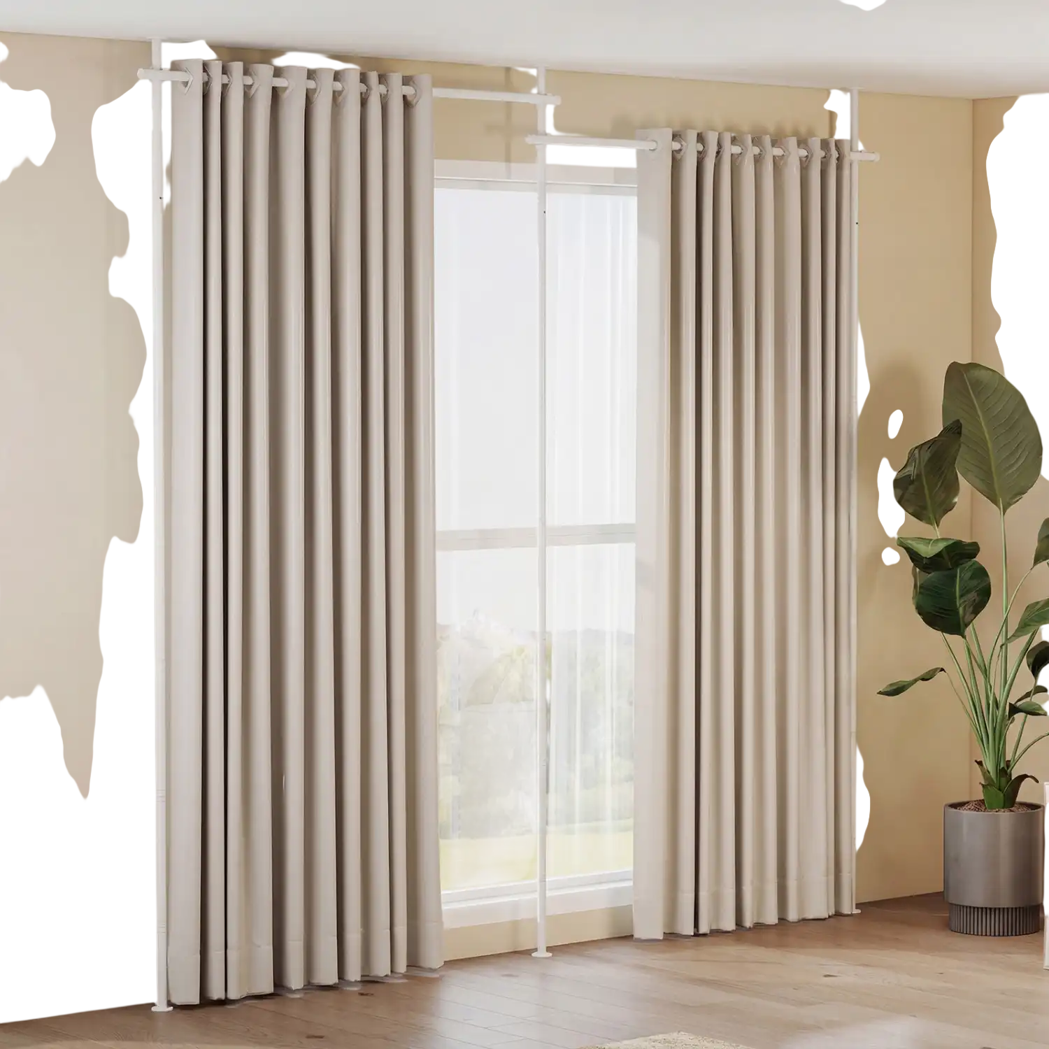 Costway Adjustable Floor to Ceiling Room Divider Curtain Rod 14219334 New