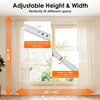 Adjustable room divider curtain rod in white, 4-10 ft height, 28-142 in width, for versatile space solutions.