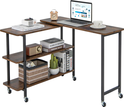 Costway 360° Rotating Sofa Side Table Desk w/ 2-Tier Storage Shelves 43296875 New
