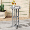 21.5 Inch Round Bar Table Patio HDPE Bar Height Dining Table with Slatted Tabletop-Gray - Gallery View 1 of 9