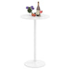 Round bistro table with a 24" tabletop, adjustable height, and a sturdy metal base for versatile use in any setting.