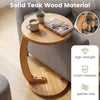 C-shaped side table made of solid teak wood, featuring a thickened top and sturdy base for space-saving convenience.